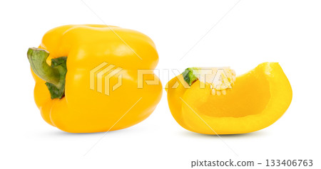 yellow peppers on white background ( image from camera ) 133406763