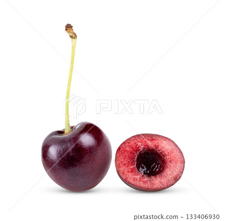 Red cherry isolated on white background ( image from camera ) Red cherry isolated on white background ( image from camera ) 133406930