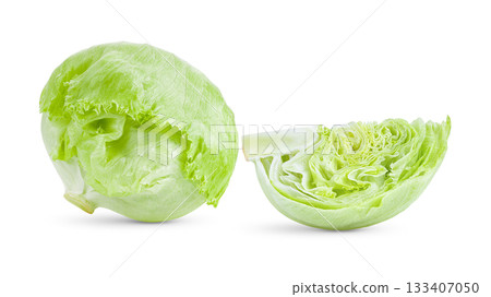 Green Iceberg lettuce isolated on white background ( image from camera ) 133407050