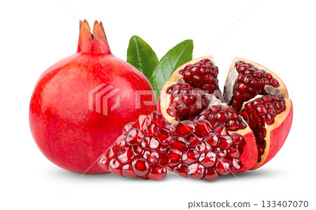 Pomegranate isolated on white background ( image from camera ) Pomegranate isolated on white background ( image from camera ) 133407070