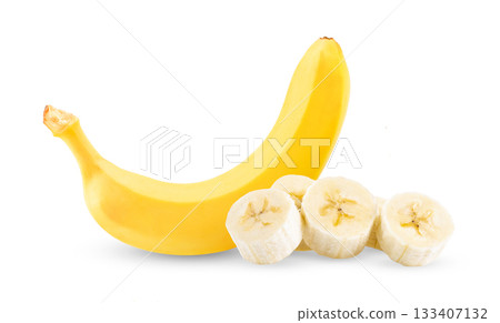 Banana isolated on white background ( image from camera ) Banana isolated on white background ( image from camera ) 133407132