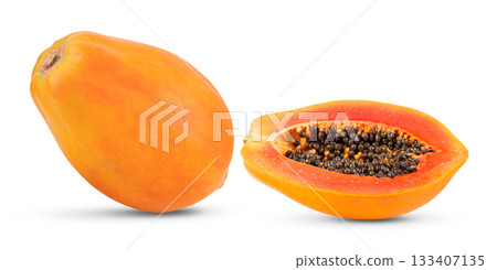 papaya isolated on white background (Image from camera) 133407135