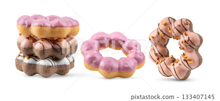 Donuts isolated on white background ( image from camera ) 133407145