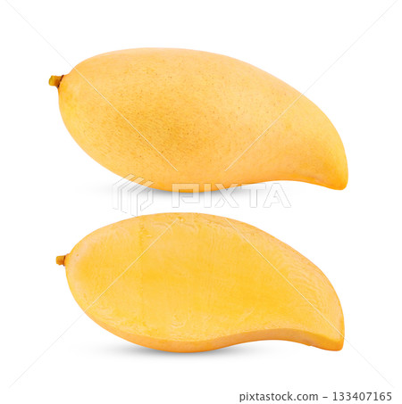 yellow mango isolated on white background ( image from camera ) 133407165