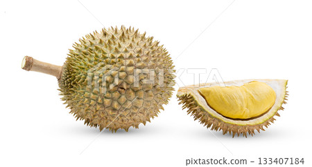 Durian isolated on white background ( image from camera ) 133407184