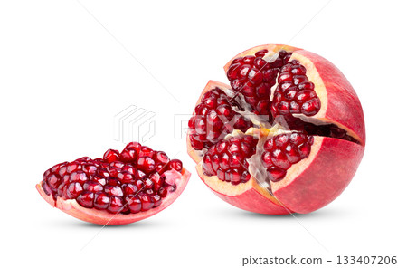 Pomegranate isolated on white background ( image from camera ) 133407206