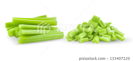 Celery sticks on white background ( image from camera ) Celery sticks on white background ( image from camera ) 133407220