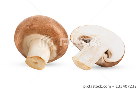 Fresh champignon mushrooms isolated on white background ( image from camera ) Fresh champignon mushrooms isolated on white background ( image from camera ) 133407232