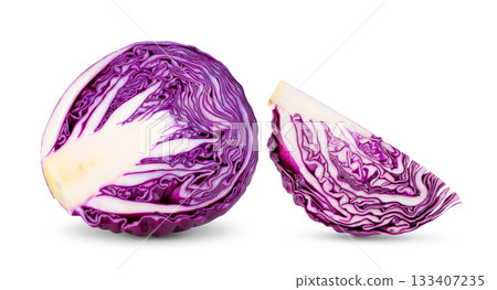 Red cabbage isolated on white background Red cabbage isolated on white background 133407235