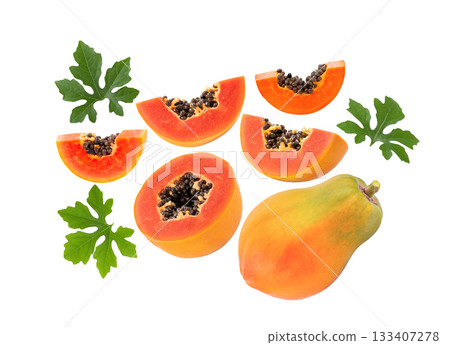 papaya isolated on white background 133407278