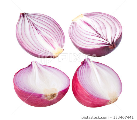 fresh slice red onion on white background fresh slice red onion on white background 133407441