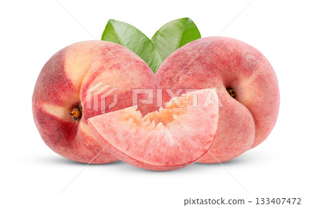 Pink Peach isolated on white background 133407472