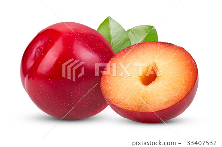 cherry plums isolated on white background 133407532