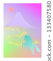 Flying Horse and Mt. Fuji 133407580