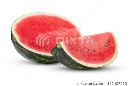 half watermelon isolated on white background half watermelon isolated on white background 133407610