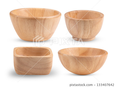 wood bowl isolated on white background wood bowl isolated on white background 133407642