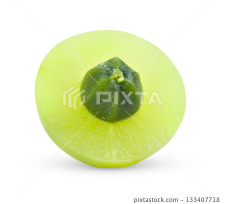 Fresh Indian gooseberries on white background Fresh Indian gooseberries on white background 133407718