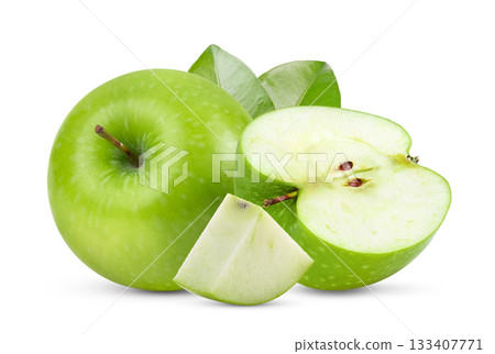 Fresh green apple on white background Fresh green apple on white background 133407771