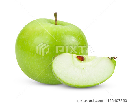 Fresh green apple on white background Fresh green apple on white background 133407860