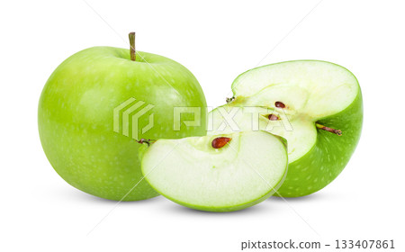 Fresh green apple on white background 133407861
