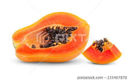 papaya isolated on white background papaya isolated on white background 133407870