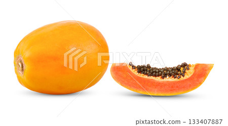 papaya isolated on white background 133407887