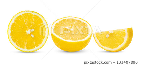 lemon slice  isolated on white background 133407896