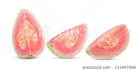 pink guava isolated on white background pink guava isolated on white background 133407908