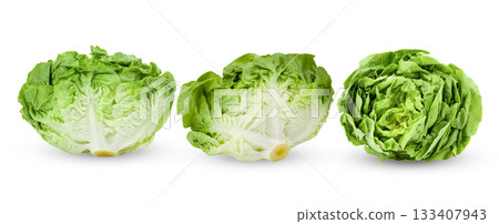 Fresh baby cos (lettuce) on white background 133407943