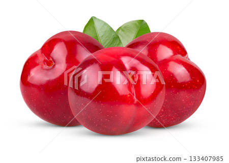 cherry plums isolated on white background 133407985