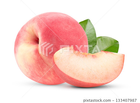 Pink Peach isolated on white background 133407987