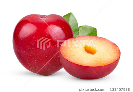 cherry plums isolated on white background 133407988