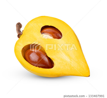 canistel fruit (Egg fruit, Tiesa, Yellow sapote, Canistelsapote, Chesa, Pouteria lucuma) on white background 133407991