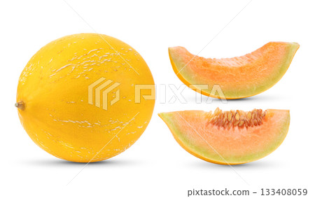 yellow melon isolated on white background 133408059