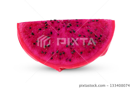 dragon fruit, pitaya slice isolated on white background 133408074