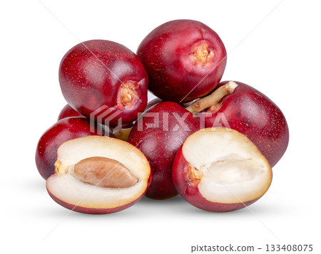 red raw date palm isolated on white background red raw date palm isolated on white background 133408075
