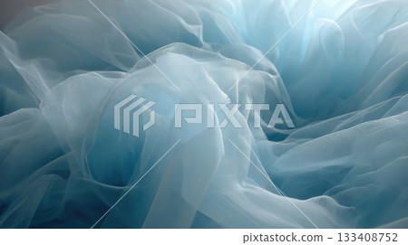 Light Blue Tulle Gentle Ripples Layered Depth Soft Ethereal Fabric Texture 133408752