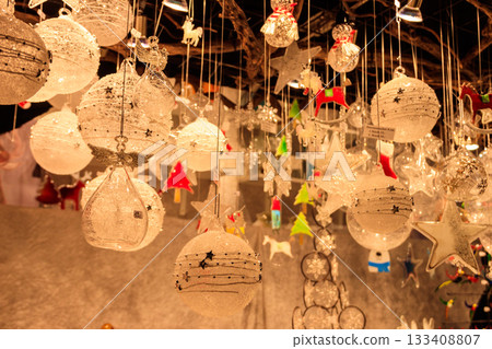 Christmas ornaments for sale on Christmas market Christmas ornaments for sale on Christmas market 133408807