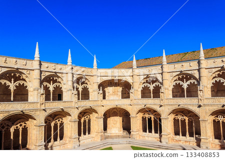 Courtyard of the Jeronimos monastery in Lisbon, Portugal 133408853