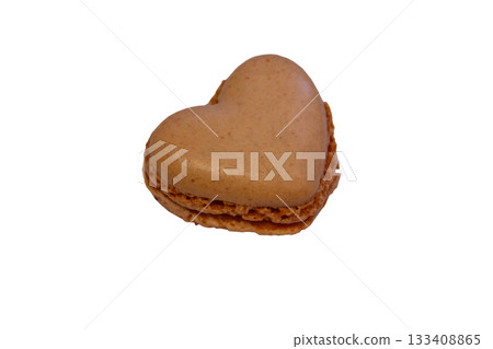 Sweet heart shaped macaroon isolated on white background Sweet heart shaped macaroon isolated on white background 133408865