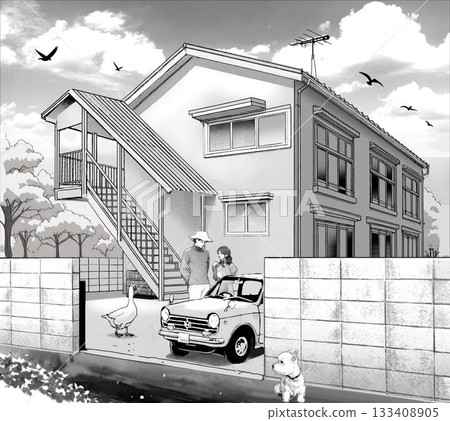 Manga background apartment 133408905