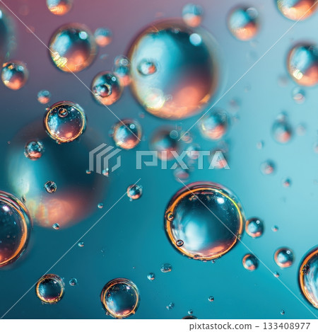 Water Droplets on Laboratory Glass Surface Macro Photography Scientific Research Background 133408977