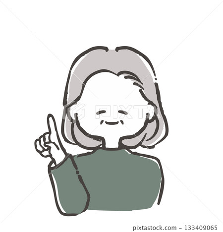 Smiling senior woman pointing, vector icon illustration 133409065