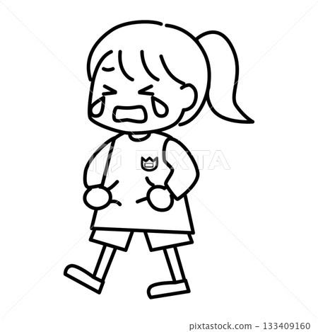 一幅女孩邊走邊哭的線條畫插圖 一幅女孩邊走邊哭的線條畫插圖 133409160