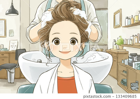 美優系列：在美容院洗頭的女人 133409685