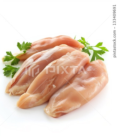 白色背景上的雞胸肉 133409691