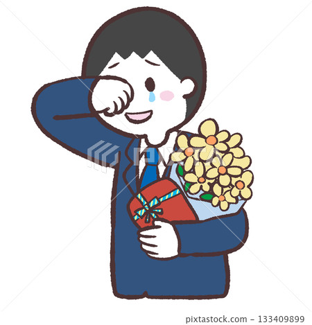 圖:一個男人手捧鮮花,正在哭泣 圖:一個男人手捧鮮花,正在哭泣 133409899