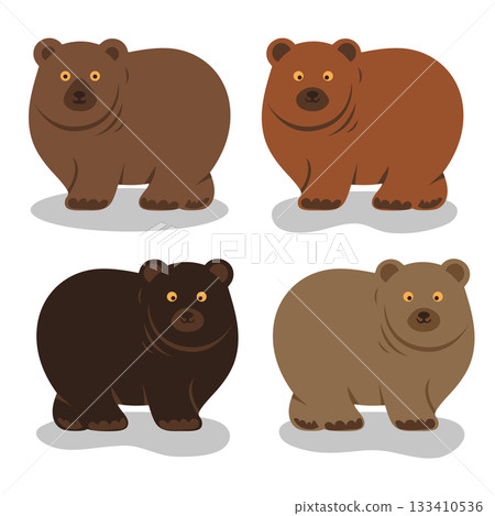 Cute brown bear animal flat cartoon drawing collection.Vector illustration Cute brown bear animal flat cartoon drawing collection.Vector illustration 133410536