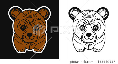Bear animal head doodle sticker line art drawing Bear animal head doodle sticker line art drawing 133410537