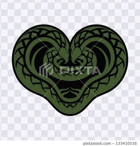 Green snake tribal sticker heart shape illustration animal design vector illustration Green snake tribal sticker heart shape illustration animal design vector illustration 133410538